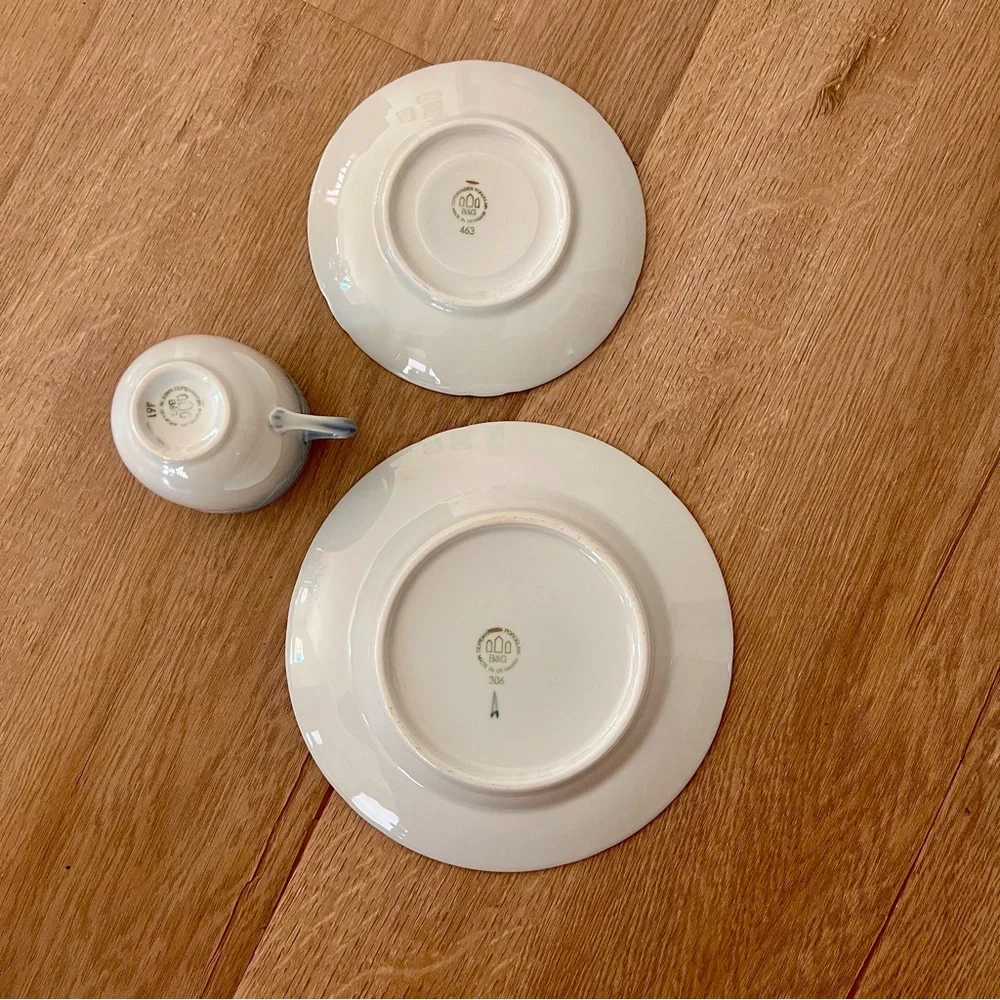 Vtg Bing and Grondahl B&G Denmark Seagull‎ 3 PCs Set, Tea Cup Saucer Cake Plate